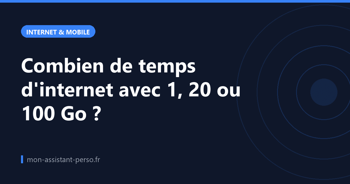 Combien de temps d'internet avec 1, 20 ou 100 Go ?